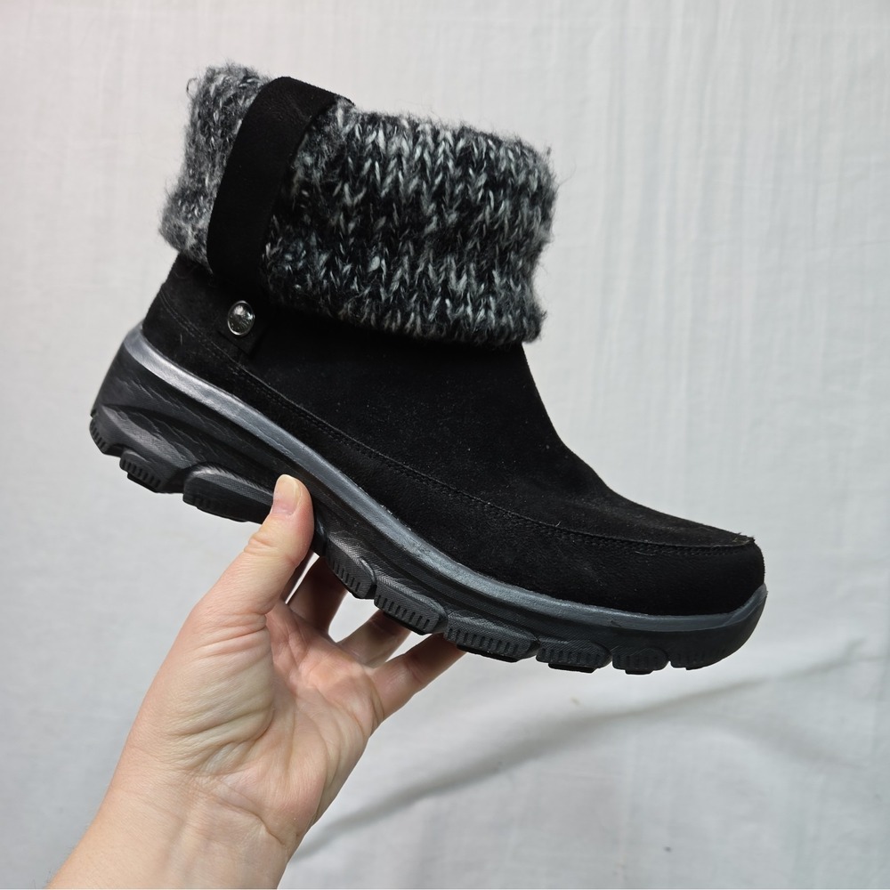 Skechers Easy Going Heighten Bootie Sweater Ankle Boots Women's Size 7.5 Black